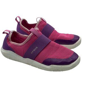 Crocs Swiftwater Pink Purple Girls Water Shoes Junior Size 3 Breathable Slip-On